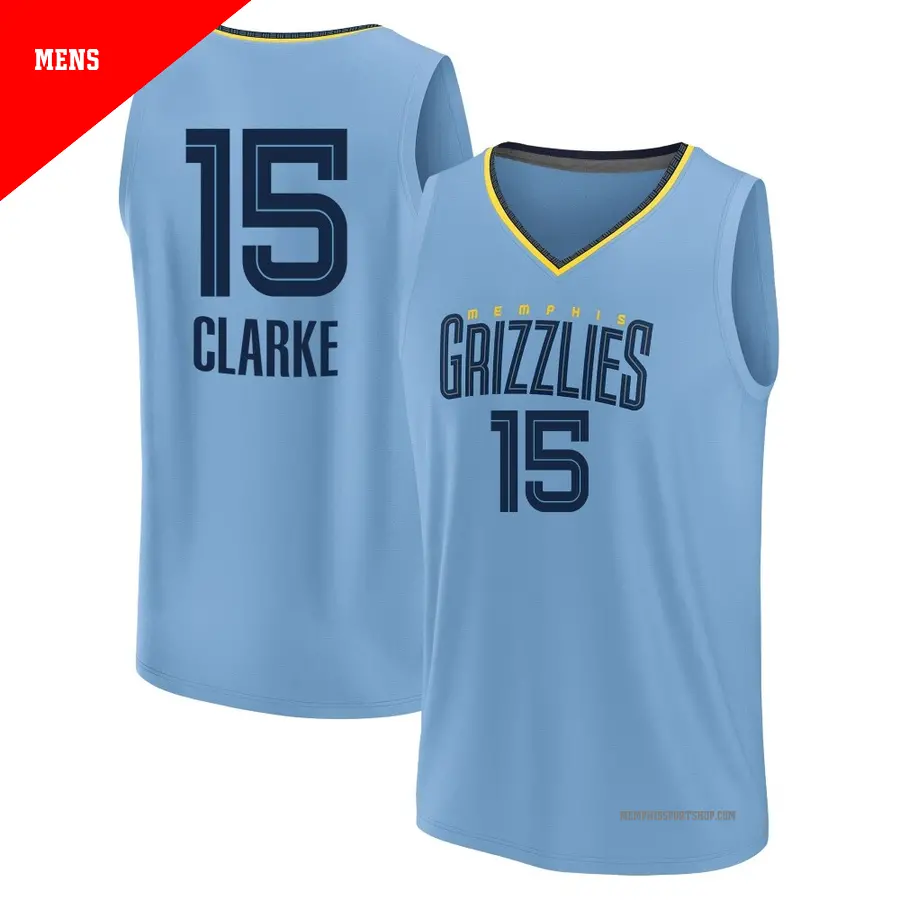 ＃15 Men's Brandon Clarke Memphis Grizzlies 2024/25 Fast Break Light Blue Statement Edition Jersey