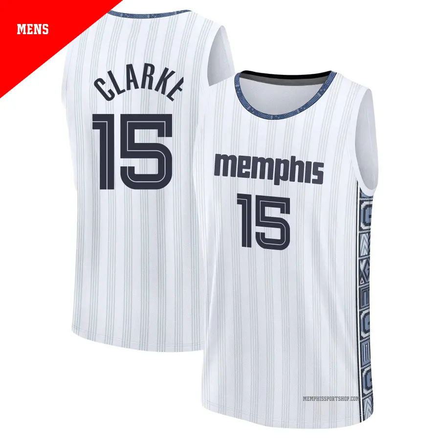 ＃15 Men's Brandon Clarke Memphis Grizzlies 2025/26 Fast Break White City Edition Jersey