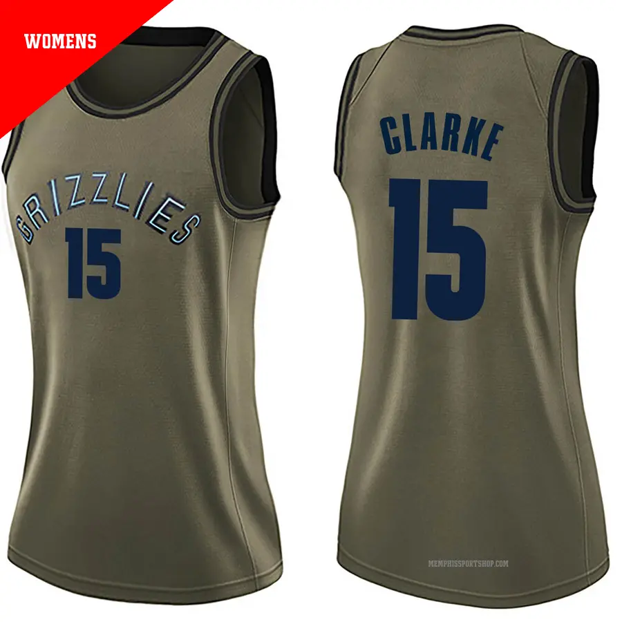 ＃15 Women's Brandon Clarke Memphis Grizzlies Green Swingman Salute to Service Jersey