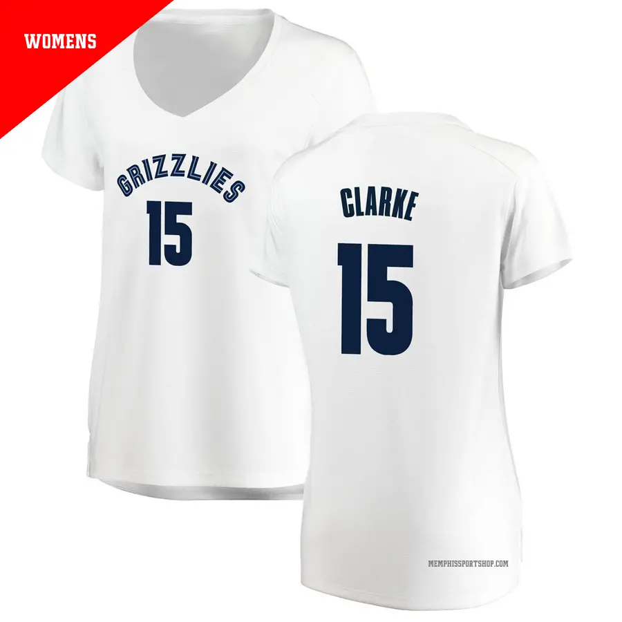 ＃15 Women's Brandon Clarke Memphis Grizzlies White Fast Break JerseyAssociation Edition
