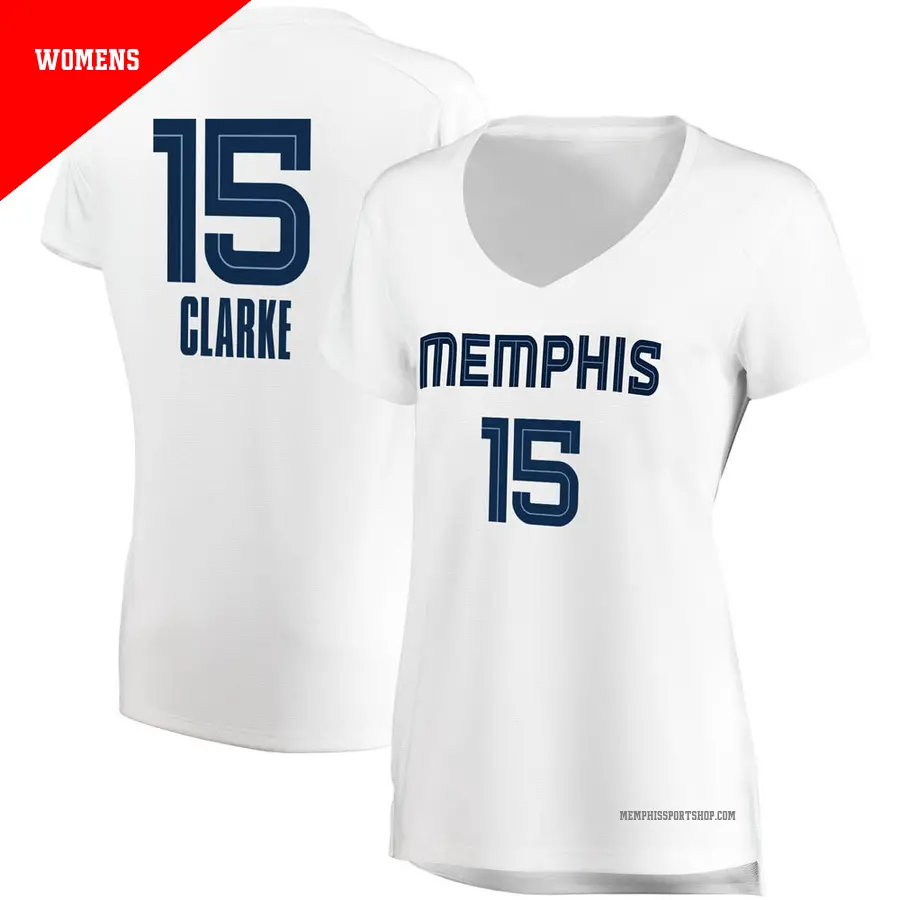 ＃15 Women's Brandon Clarke Memphis Grizzlies White Fast Break JerseyAssociation Edition