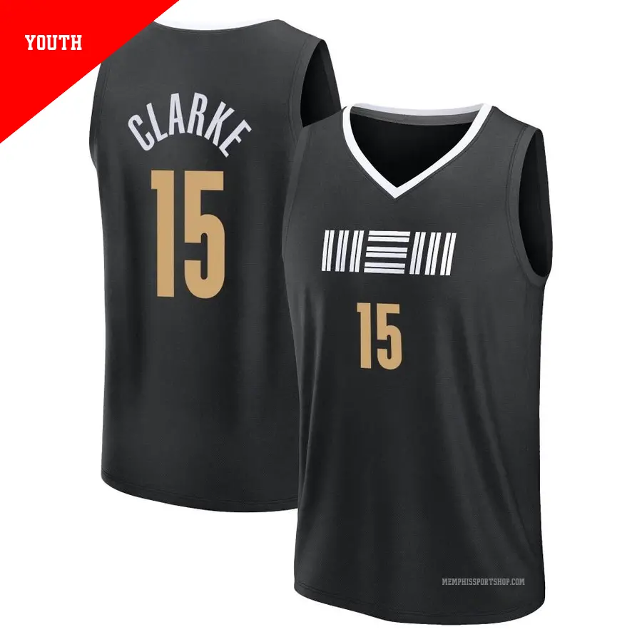 ＃15 Youth Brandon Clarke Memphis Grizzlies 2023/24 Fast Break Black City Edition Jersey