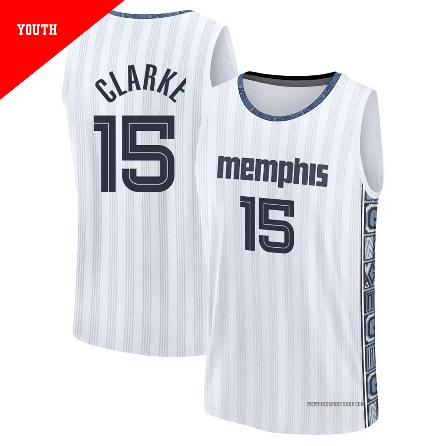 ＃15 Youth Brandon Clarke Memphis Grizzlies 2025/26 Fast Break White City Edition Jersey