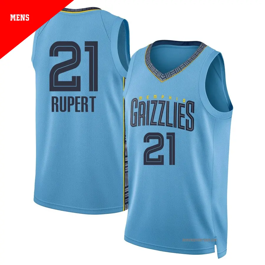 ＃21 Men's Rayan Rupert Memphis Grizzlies 2024/25 Swingman Light Blue Statement Edition Jersey