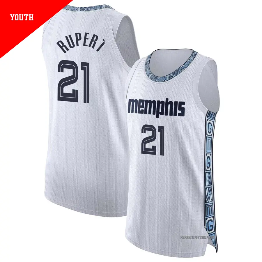 ＃21 Youth Rayan Rupert Memphis Grizzlies 2025/26 Authentic White City Edition Jersey