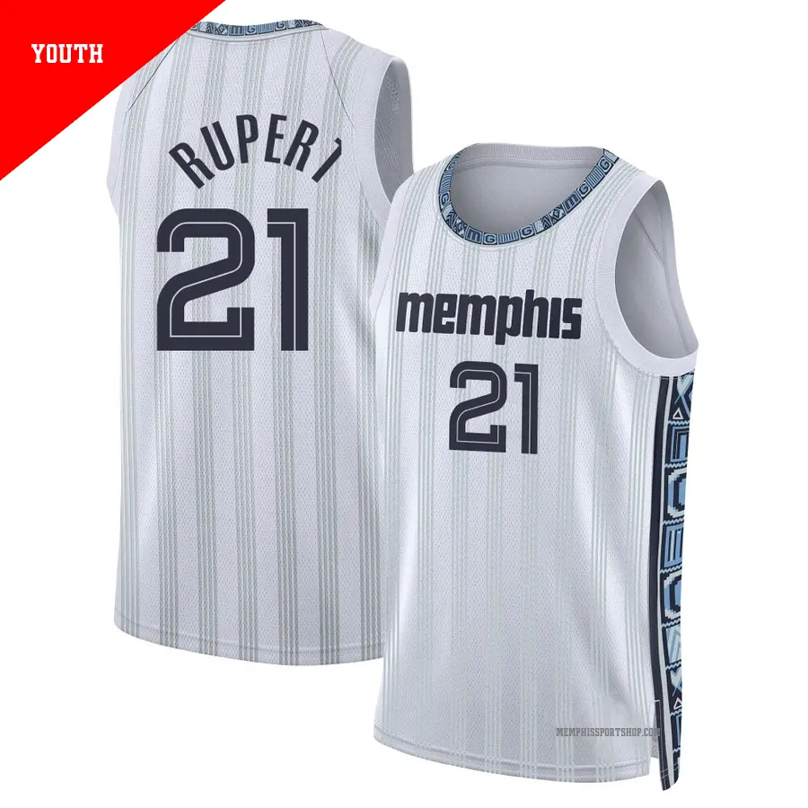 ＃21 Youth Rayan Rupert Memphis Grizzlies 2025/26 Swingman White City Edition Jersey