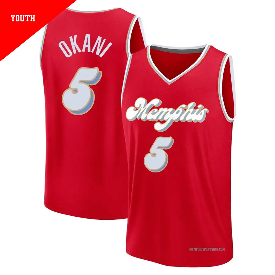 ＃5 Youth Toby Okani Memphis Grizzlies 2024/25 Fast Break Red City Edition Jersey