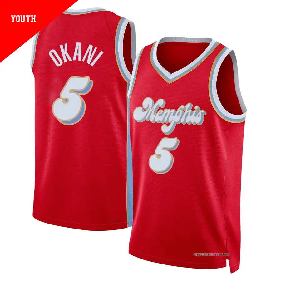 ＃5 Youth Toby Okani Memphis Grizzlies 2024/25 Swingman Red City Edition Jersey