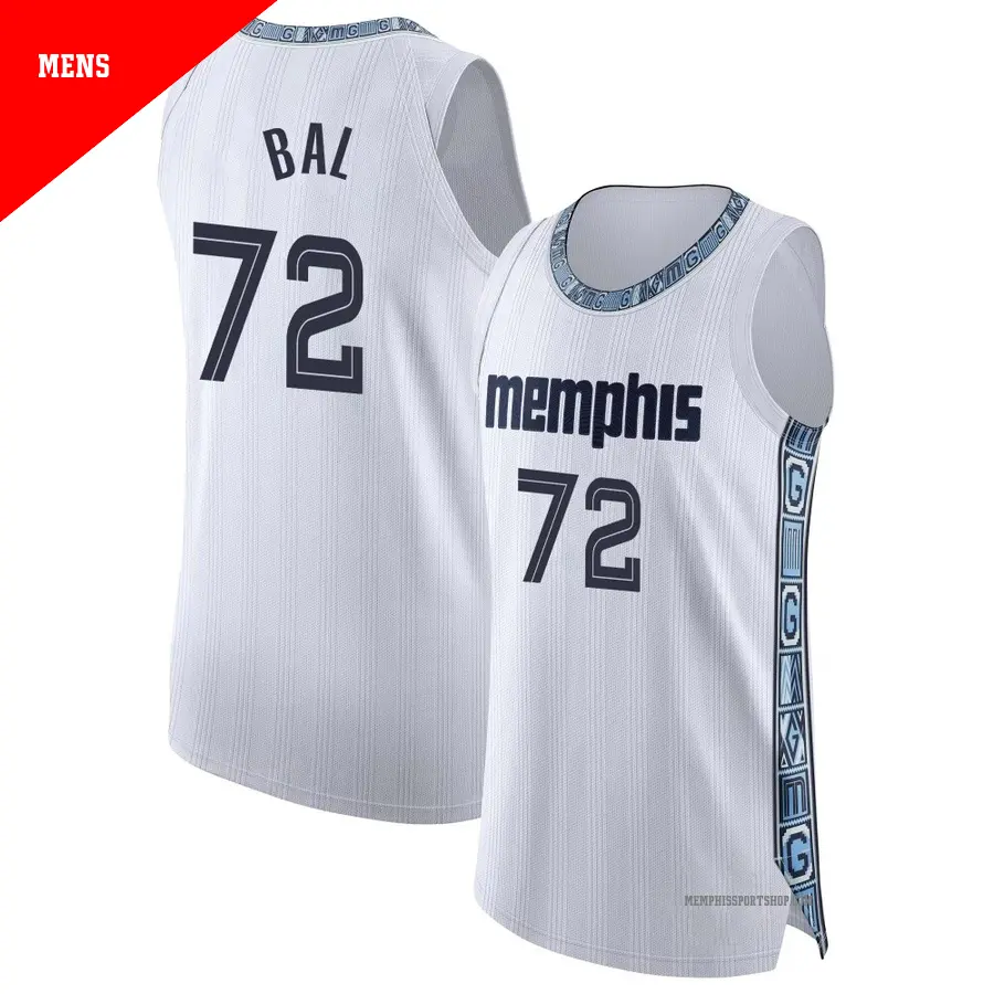 ＃72 Men's Adama Bal Memphis Grizzlies 2025/26 Authentic White City Edition Jersey
