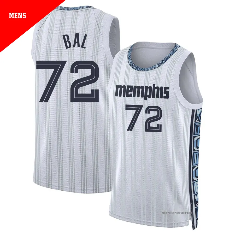 ＃72 Men's Adama Bal Memphis Grizzlies 2025/26 Swingman White City Edition Jersey