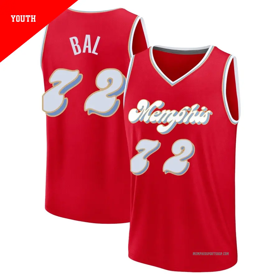 ＃72 Youth Adama Bal Memphis Grizzlies 2024/25 Fast Break Red City Edition Jersey