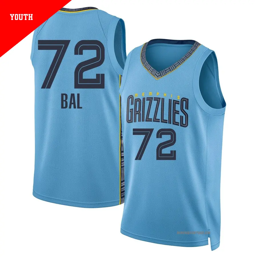 ＃72 Youth Adama Bal Memphis Grizzlies 2024/25 Swingman Light Blue Statement Edition Jersey