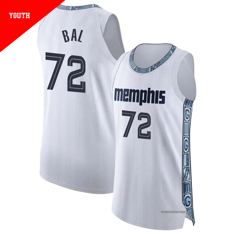 ＃72 Youth Adama Bal Memphis Grizzlies 2025/26 Authentic White City Edition Jersey